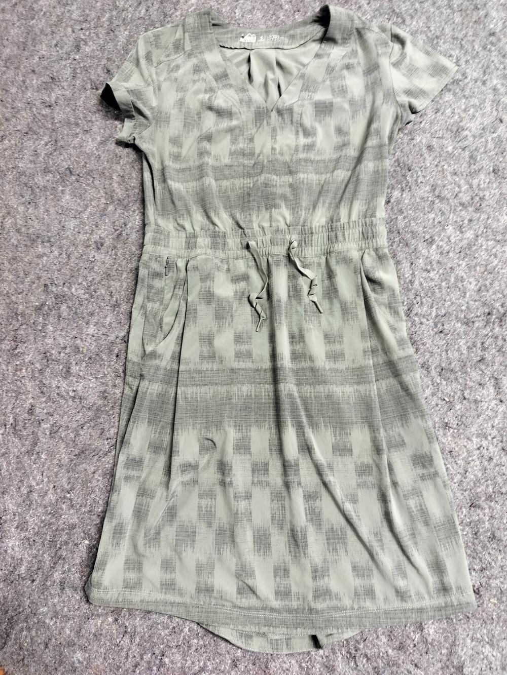 Women's Sage Green Drawstring Casual Dress